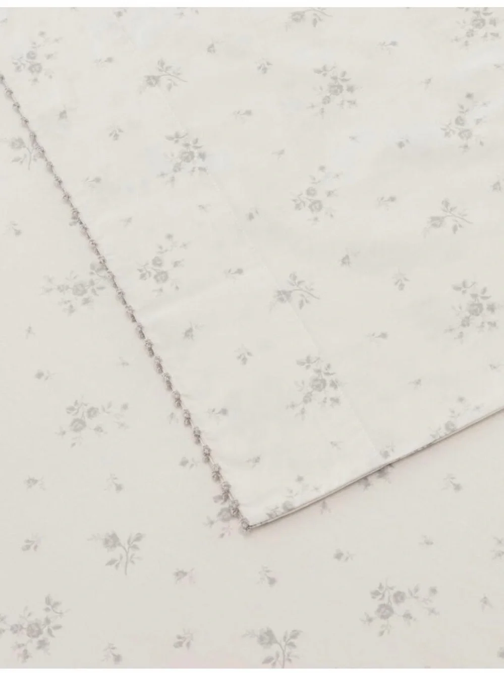 Elmwood Home Queen 4-Piece Cotton Percale Sheet Set in Soft Taupe Floral
